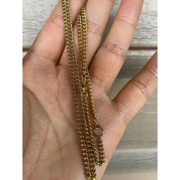 Celine 92 Gold-plated Rhinestone Pendant Necklace 42.5cm-48cm - Picture 5 of 6